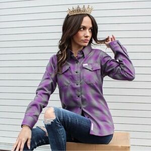 DIXXON Purple and Gray Women's Button Down Shirt